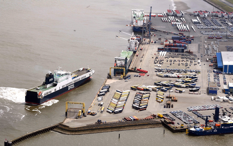 Aerial view of the harbour in Cuxhaven