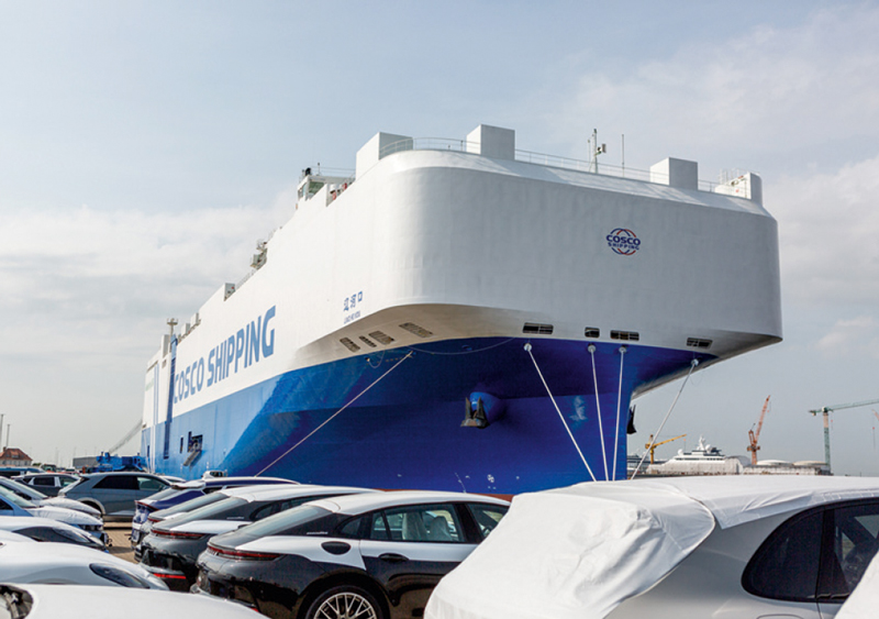 Die „Liao He Kou“ von Cosco Shipping, am BLG Autoterminal Bremerhaven.